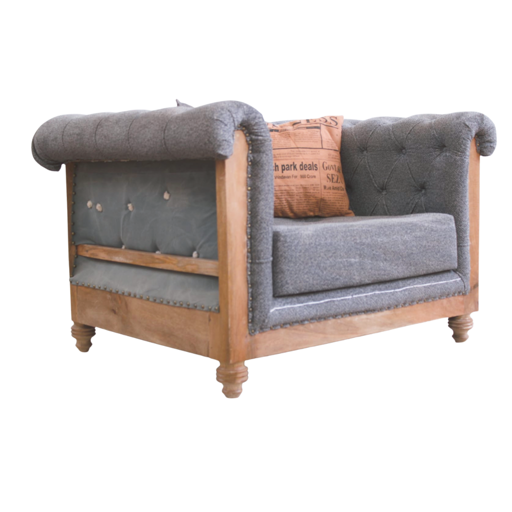Armchair with a grey vintage style - Bombay Mercantile