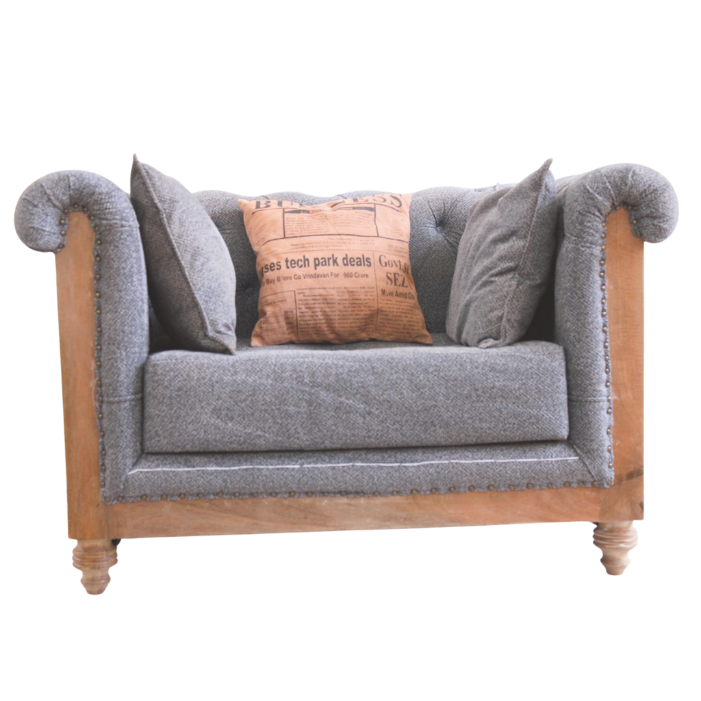 Armchair with a grey vintage style - Bombay Mercantile