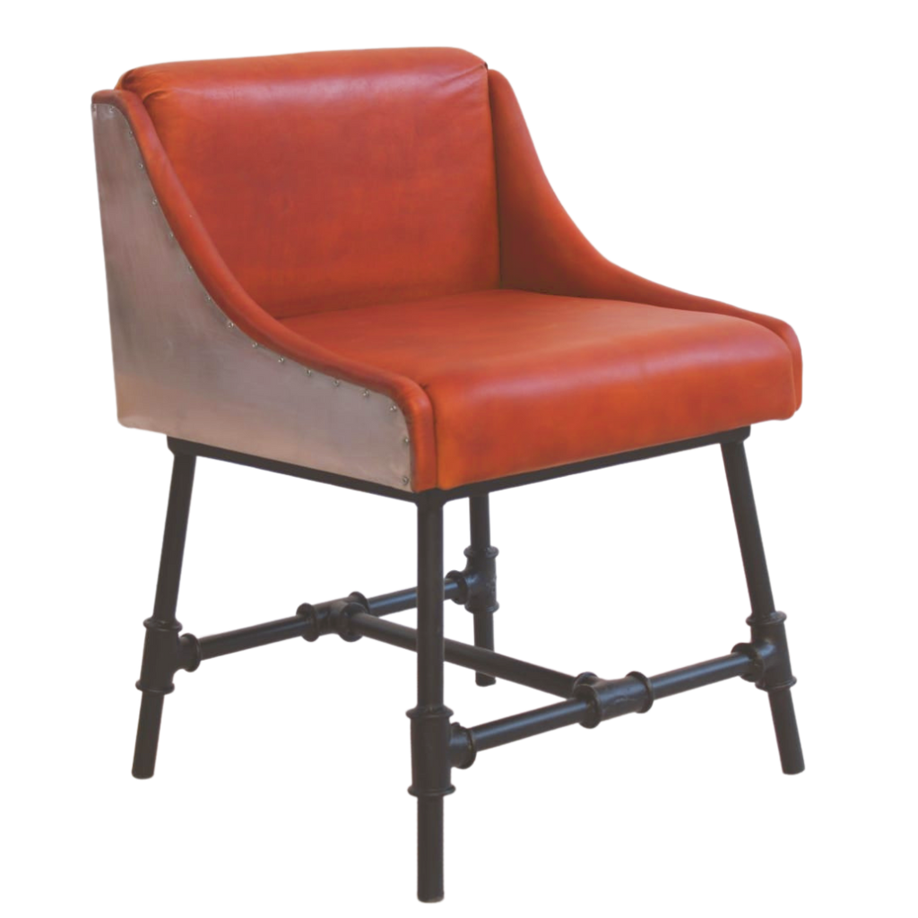 Metal Pipe base dinning chair with padded seat - Bombay Mercantile