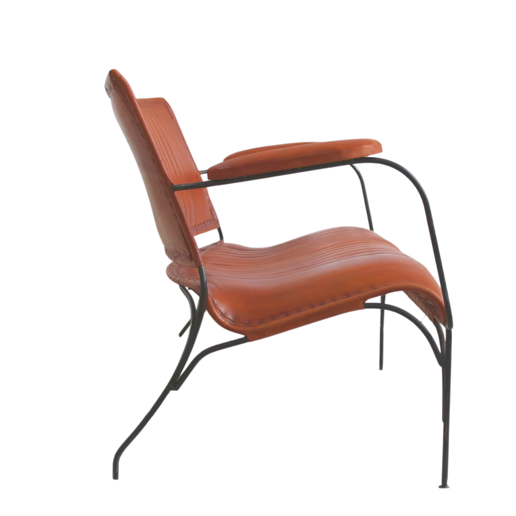 Iron and Leather Chair - Bombay Mercantile