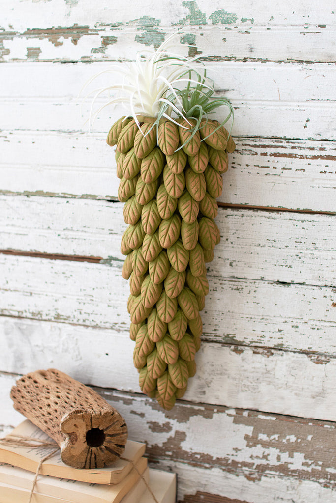 Natural and green clay leaves wall sconce - The Nifty Decor