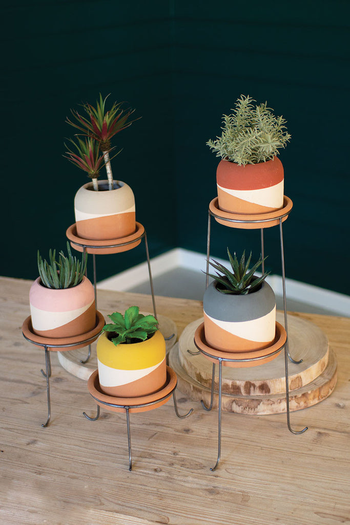Color dipped clay pots, set of 5 - The Nifty Decor