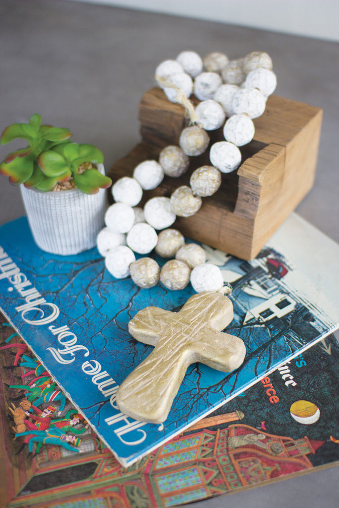 Clay blessing beads with cross - The Nifty Decor