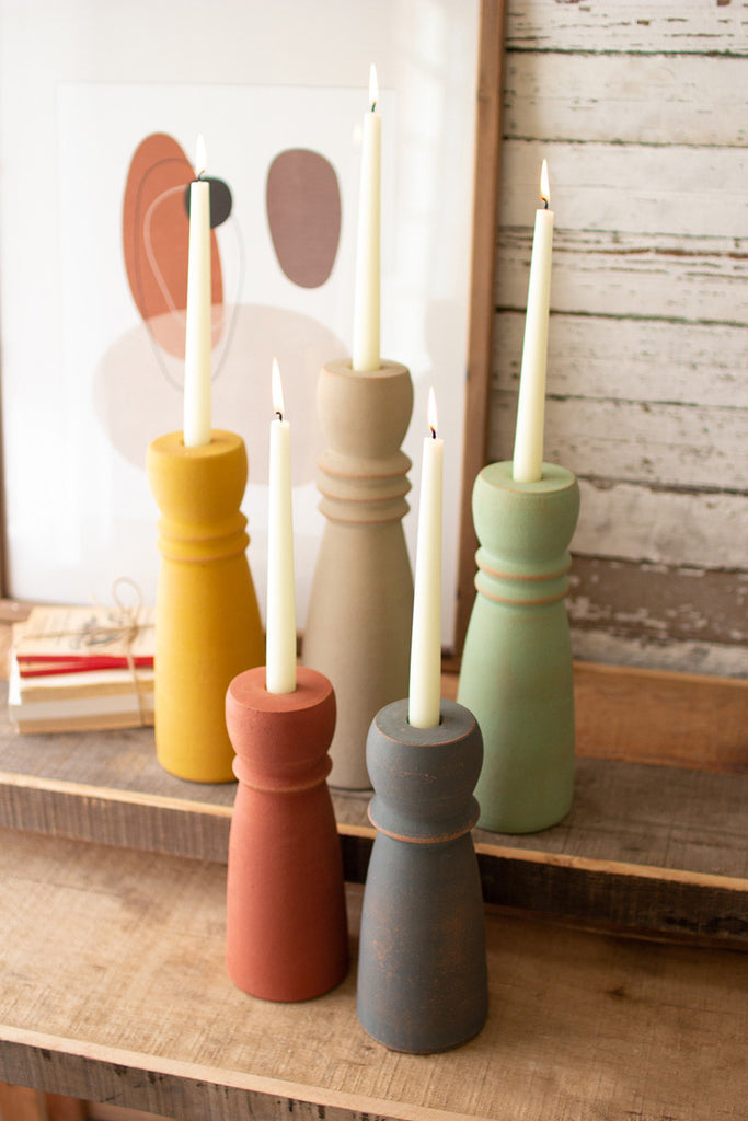Colorful clay taper holders, set of 5 - The Nifty Decor
