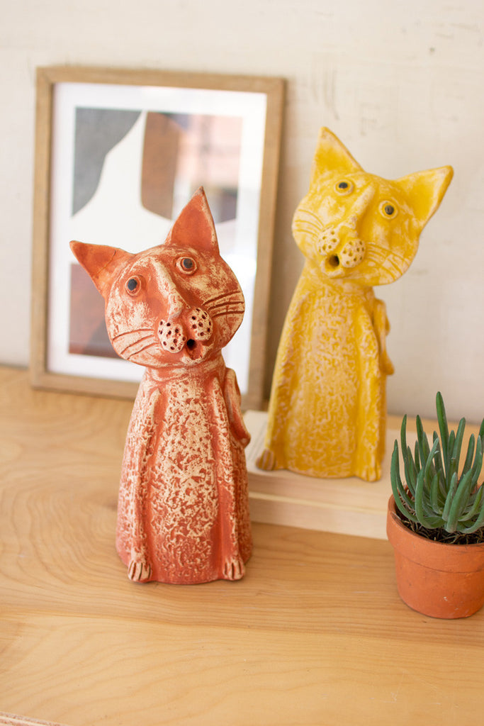 Clay singing cats, set of 2 - The Nifty Decor
