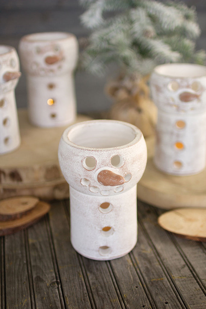 Clay snowman luminary, set of 4 - The Nifty Decor