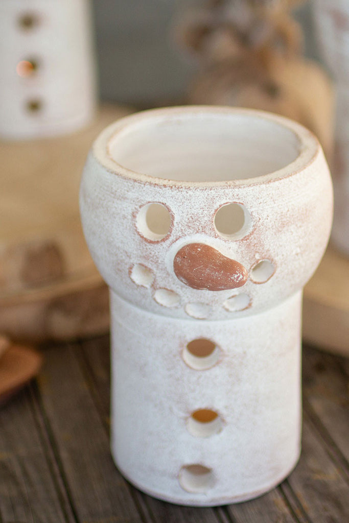 Clay snowman luminary, set of 4 - The Nifty Decor