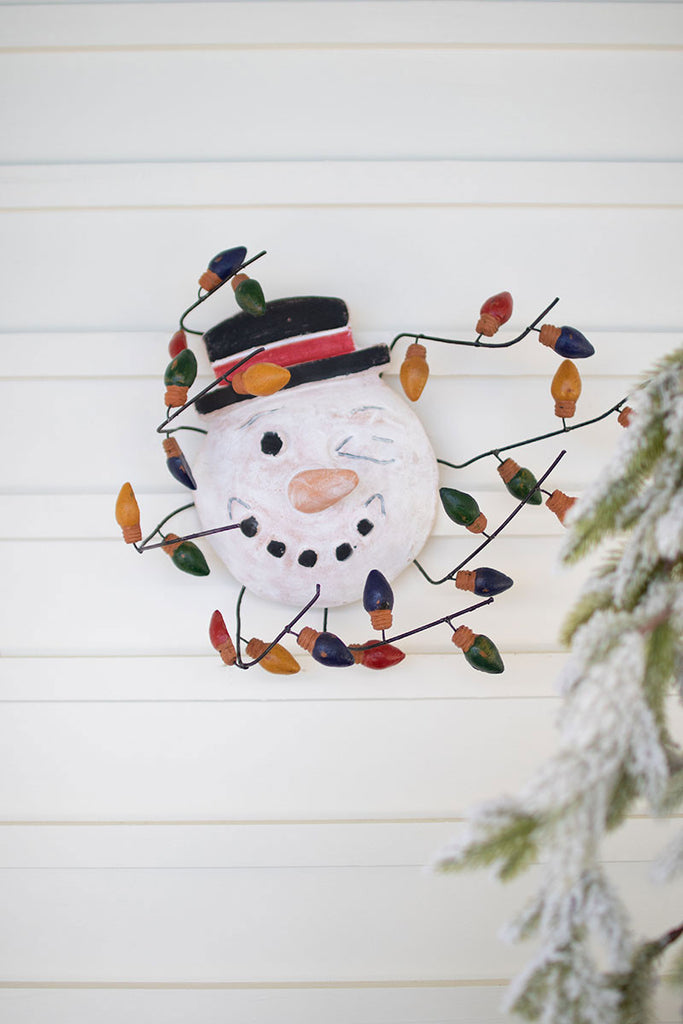 Clay snowman with bulbs - The Nifty Decor