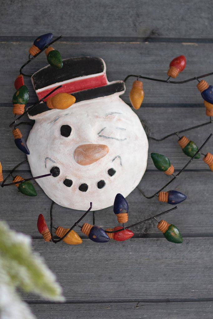 Clay snowman with bulbs - The Nifty Decor