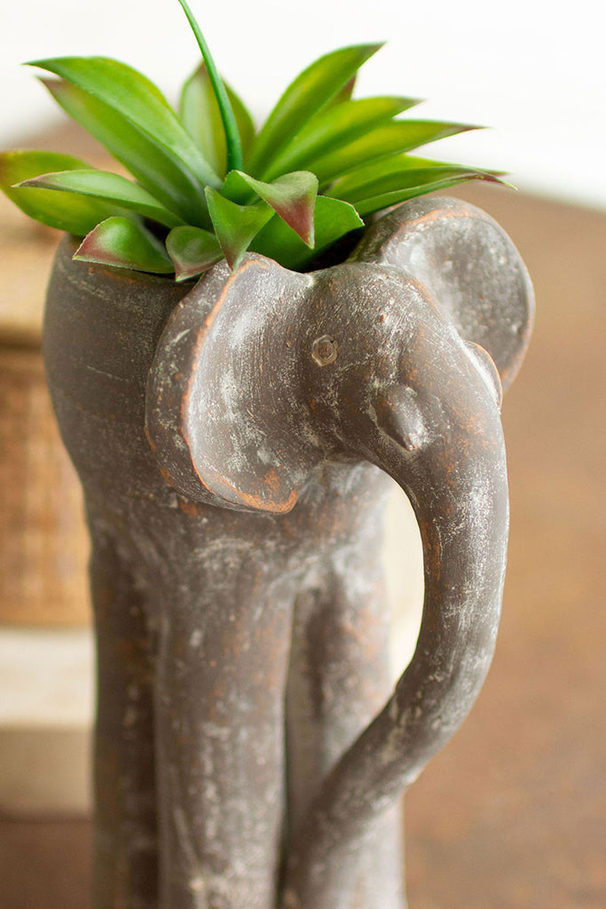 Tall clay elephant planter - The Nifty Decor