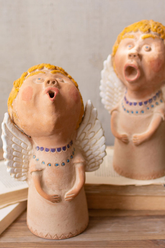 Clay singing angels, set of 2 - The Nifty Decor