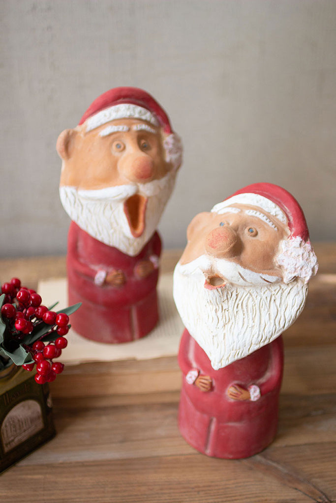 Clay singing santas, set of 2 - The Nifty Decor