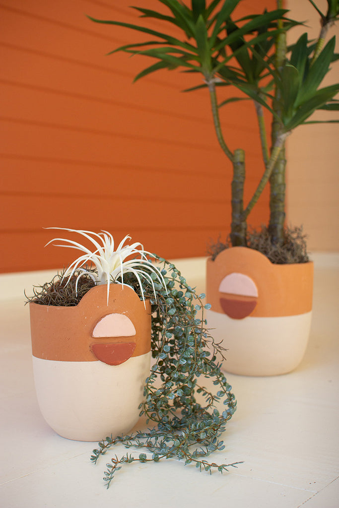 Half circle clay planters, set of 2 - The Nifty Decor