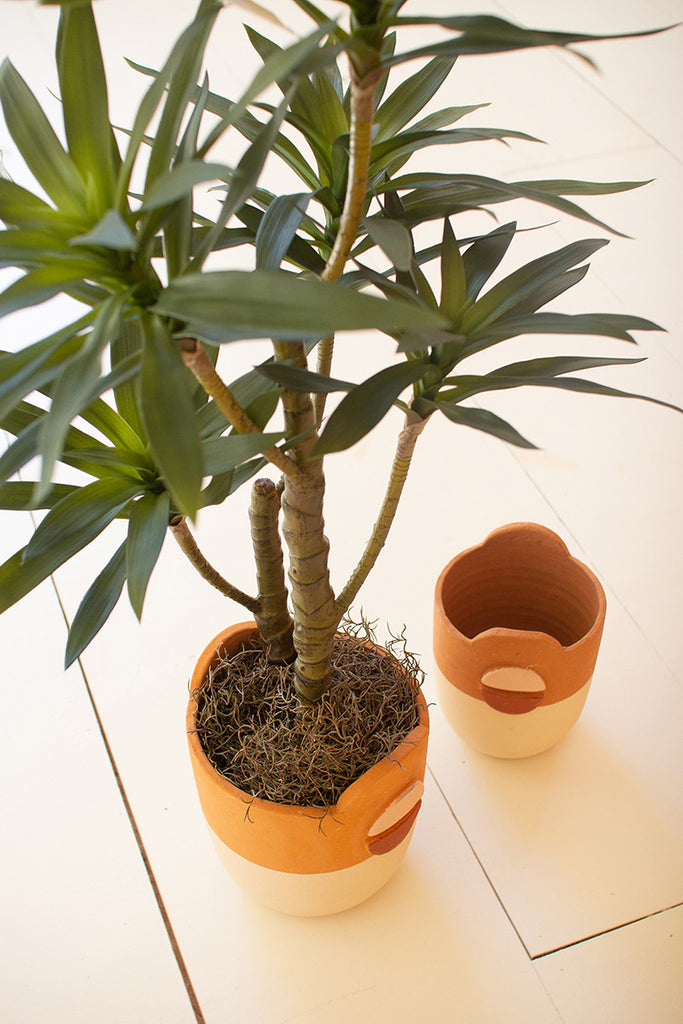 Half circle clay planters, set of 2 - The Nifty Decor
