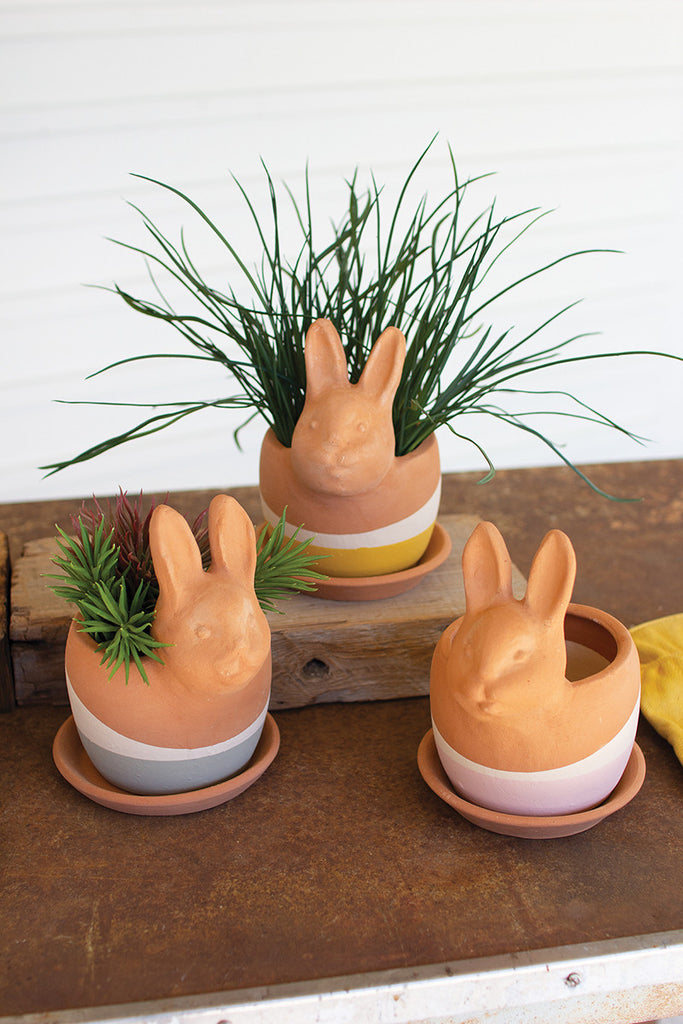 Clay bunny planters, set of 3 - The Nifty Decor