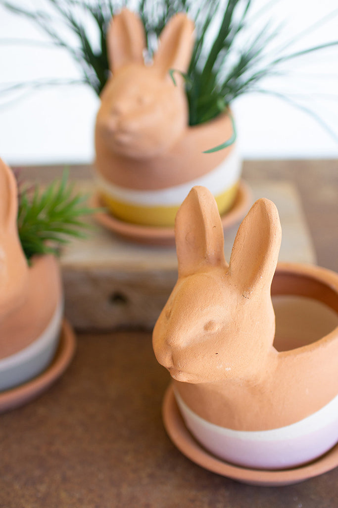Clay bunny planters, set of 3 - The Nifty Decor