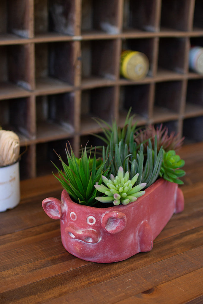 Long oval clay pig vessel - The Nifty Decor