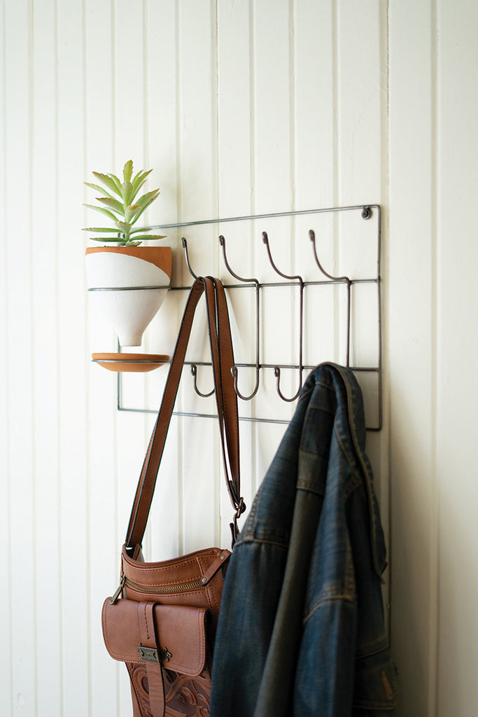 Coatrack with clay planter - The Nifty Decor