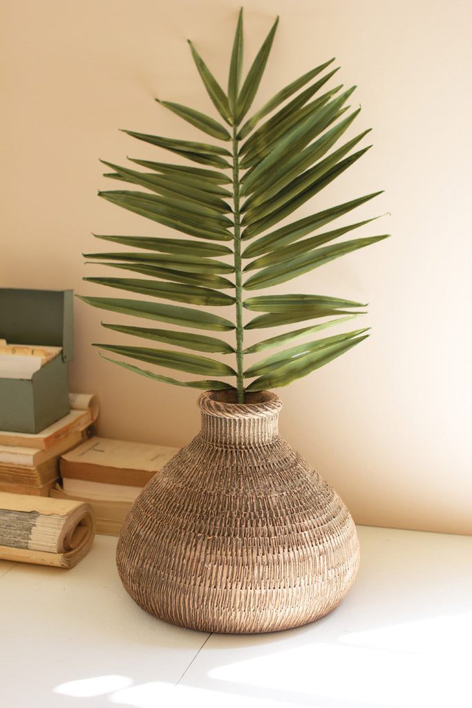 Woven textured clay vase - Bombay Mercantile