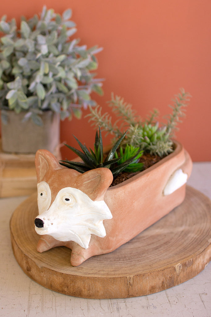 Clay fox planter - Bombay Mercantile