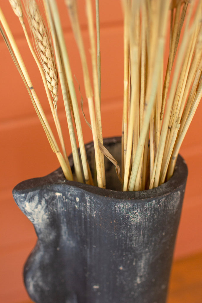 Set of 2 ruffle edge clay vases - Bombay Mercantile