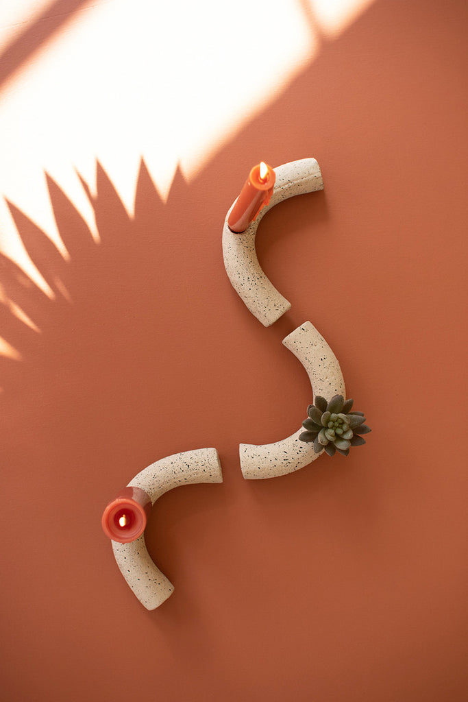Set of 3 u-shaped clay taper holders - The Nifty Decor