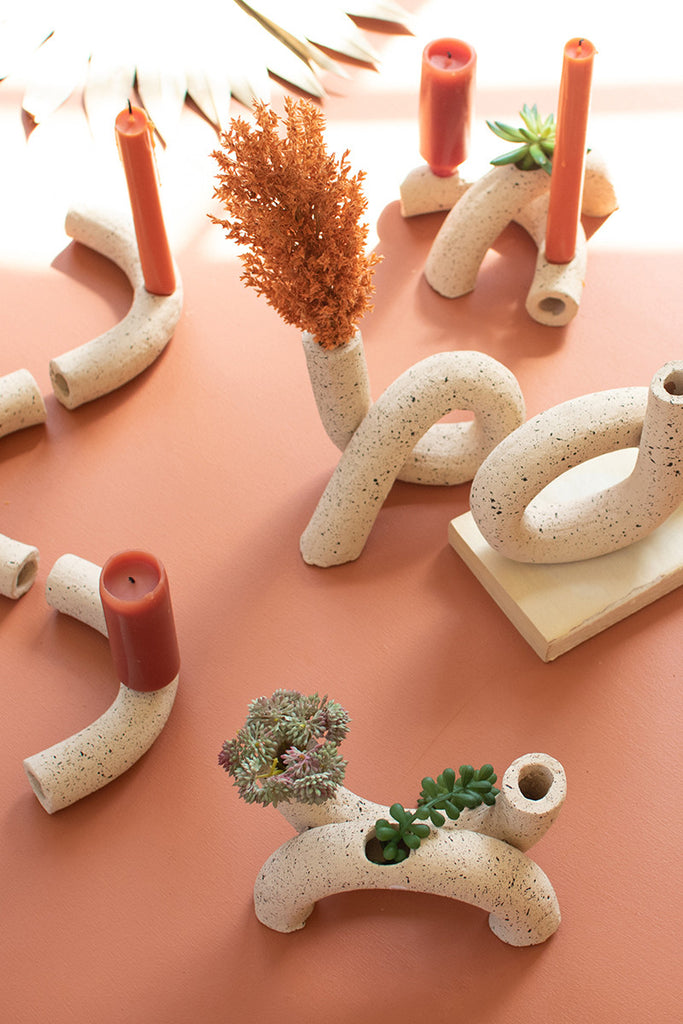 U-shaped clay taper holder - The Nifty Decor