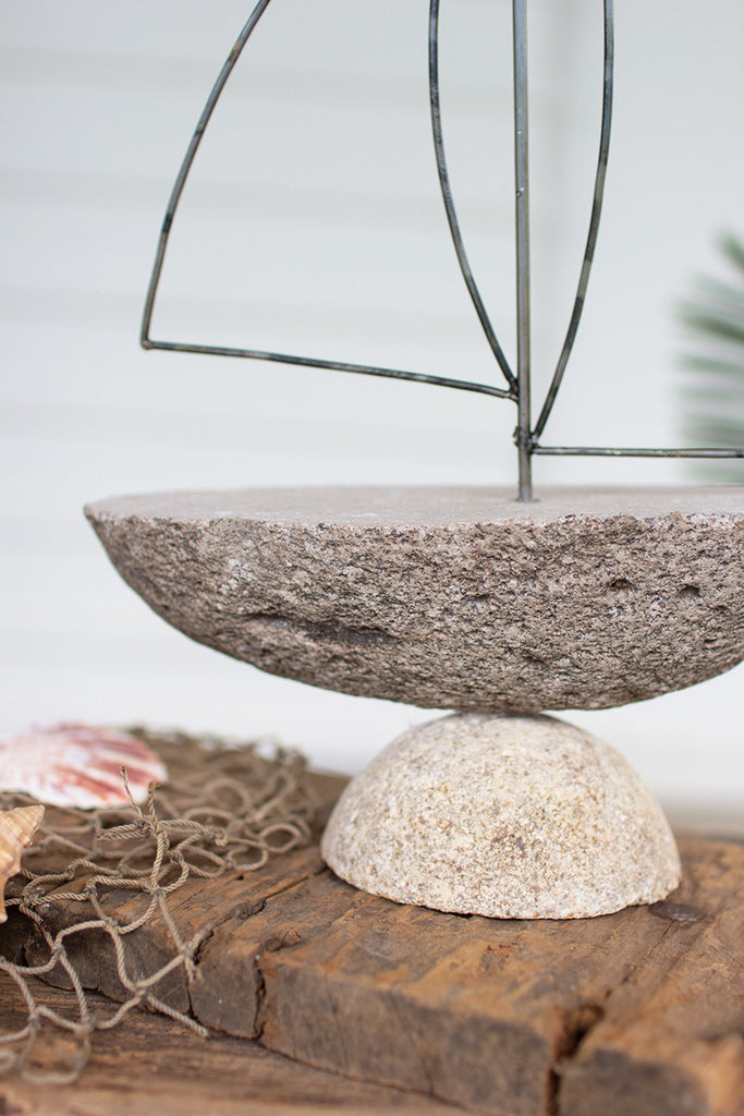 River rock and wire sailboat - The Nifty Decor