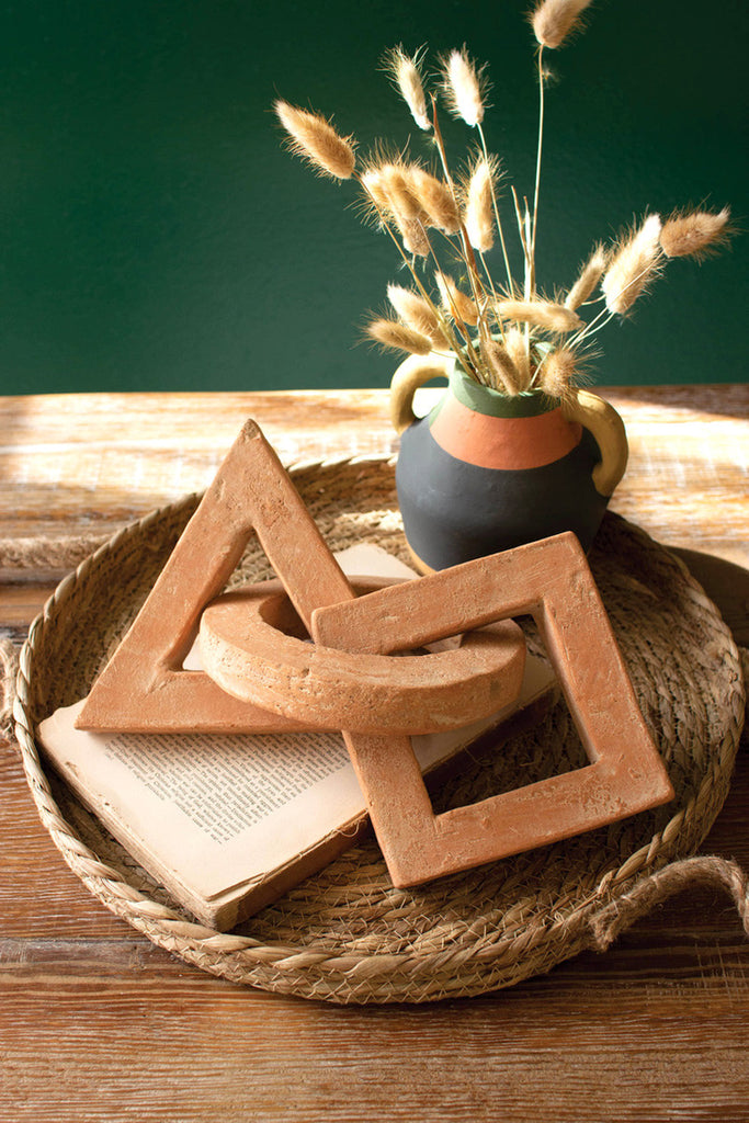 White-wash clay geometric chain - Bombay Mercantile