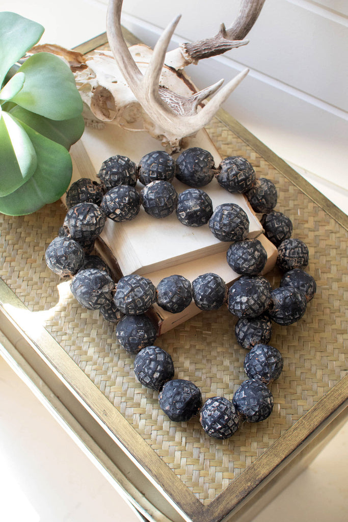 Black clay tabletop beads - Bombay Mercantile