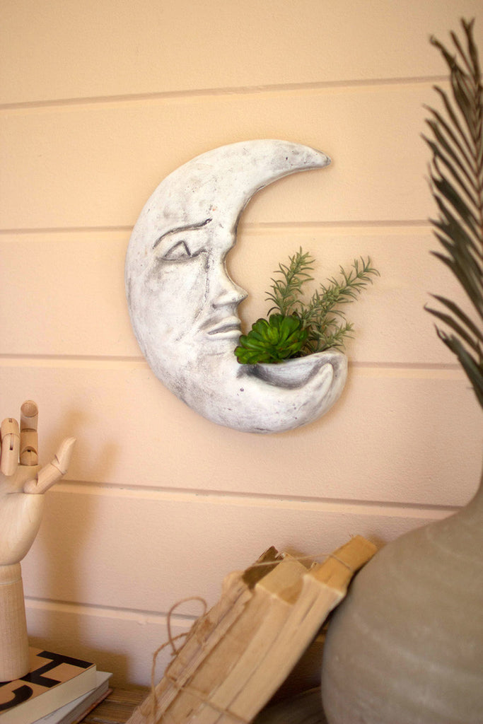 Clay moon wall planter - Bombay Mercantile