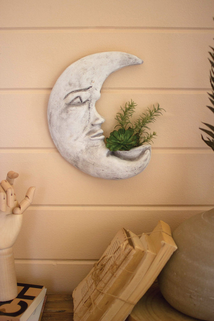 Clay moon wall planter - Bombay Mercantile