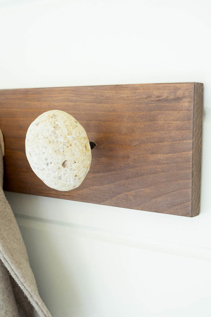 River rock and wood coat rack - Bombay Mercantile