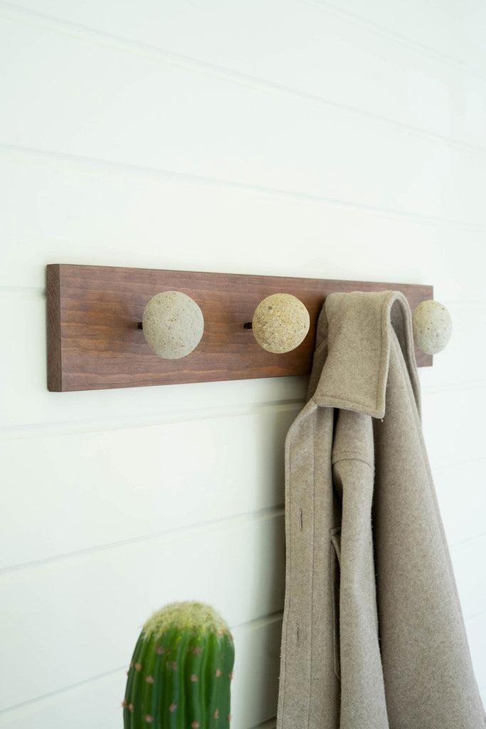 River rock and wood coat rack - Bombay Mercantile
