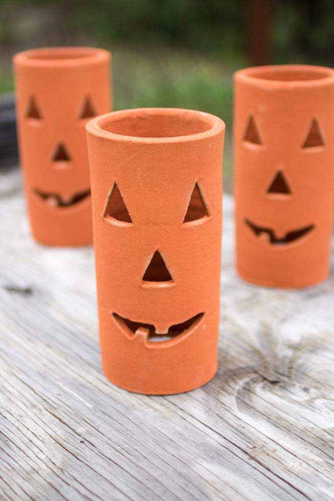 Tall terracotta jack-o-lantern, Set of 6 - Bombay Mercantile
