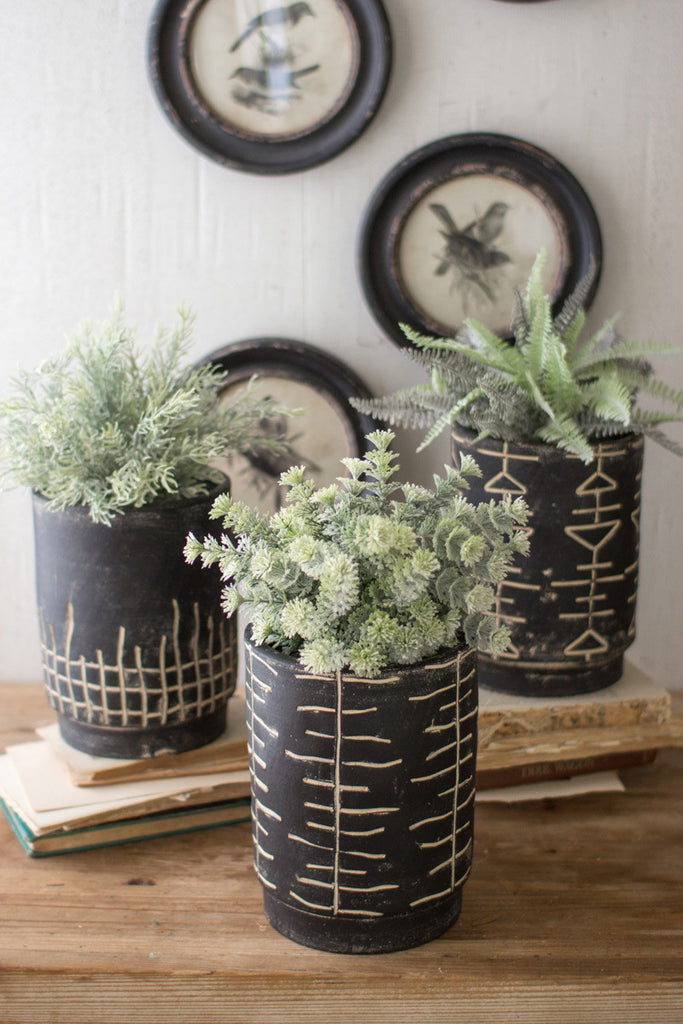 Black and white planters, set of 3 - The Nifty Decor