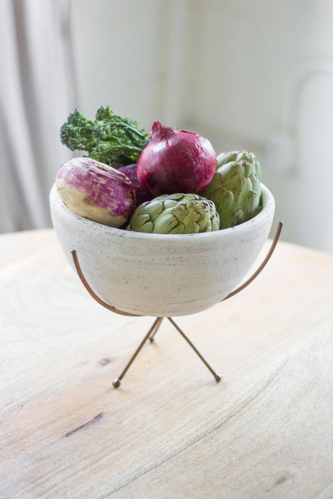 White bowl with copper stand - The Nifty Decor