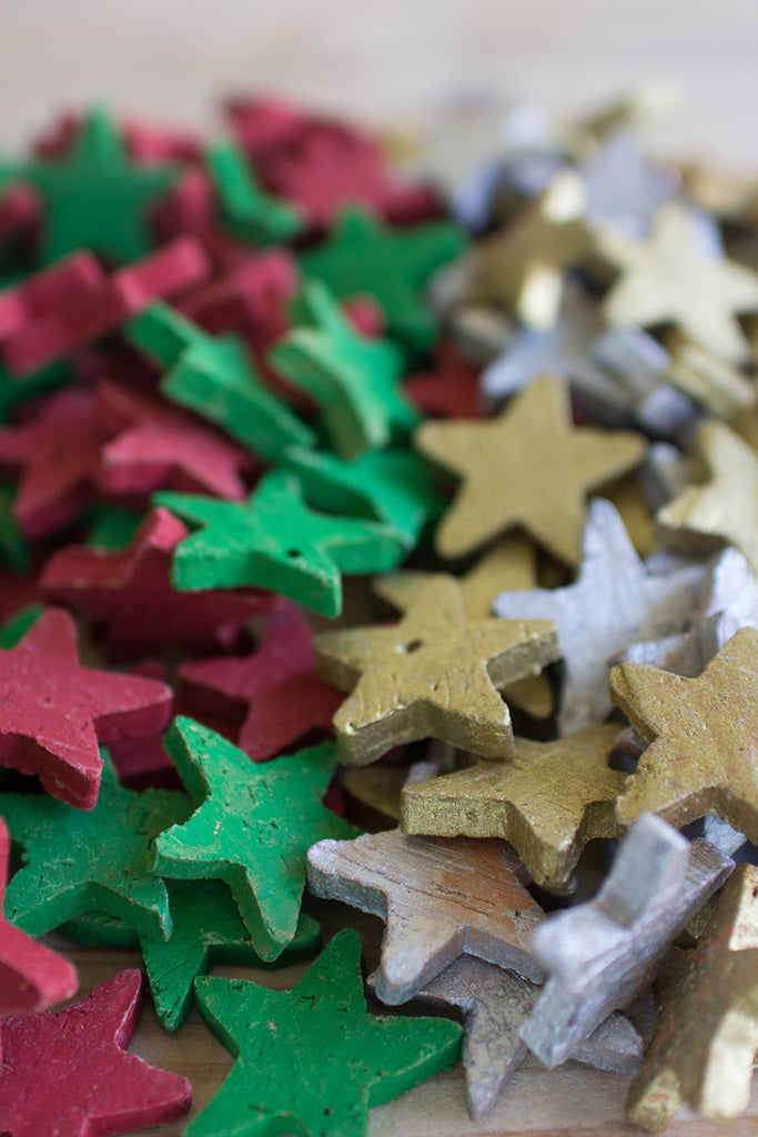 Red and green clay stars, Bag of 75 - The Nifty Decor