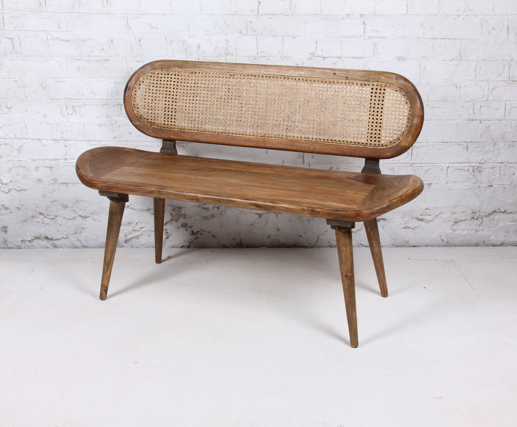Mango wood Rattan Dining Bench - Bombay Mercantile