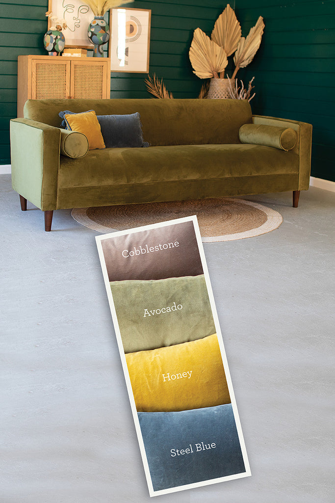 Velvet seat with pillows - steel blue - The Nifty Decor