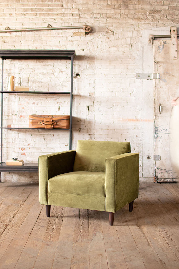 Velvet club chair \ avocado - The Nifty Decor