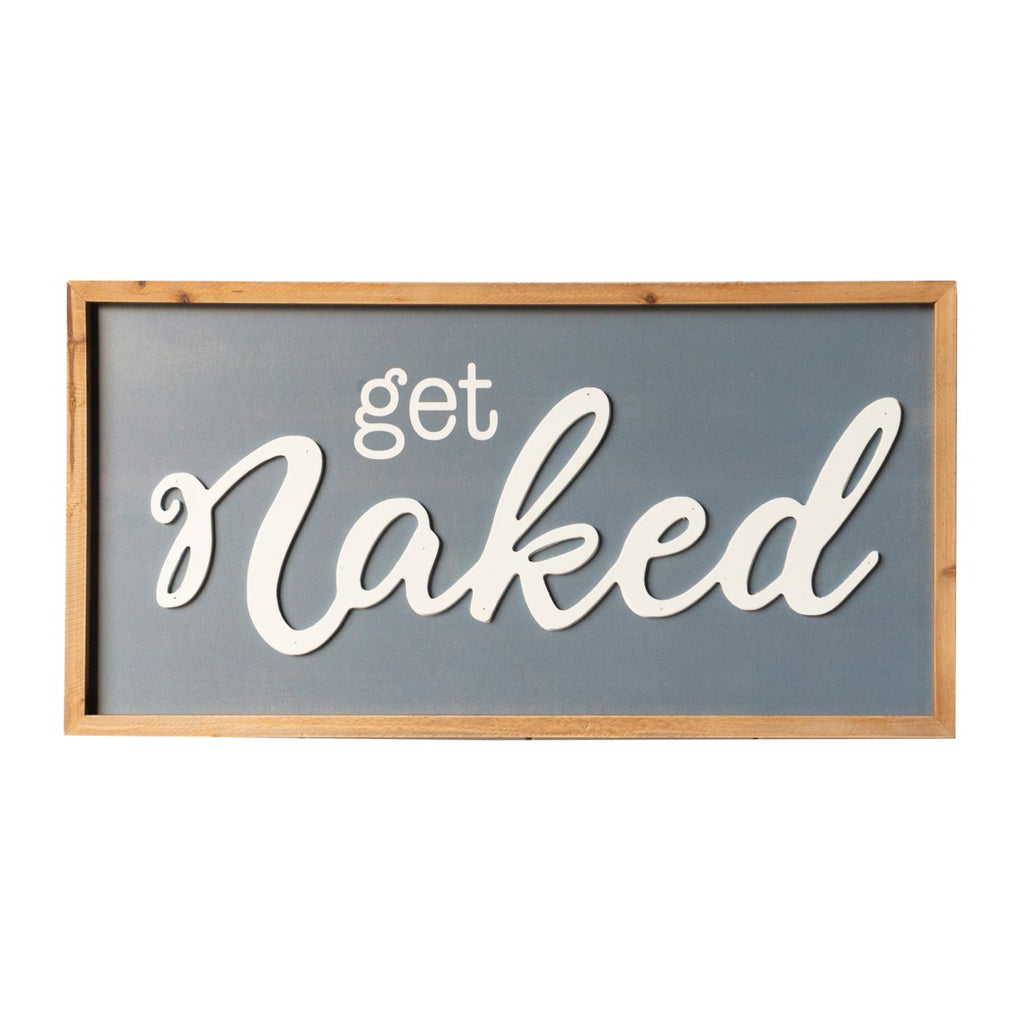 Wood sign" Naked" - Bombay Mercantile