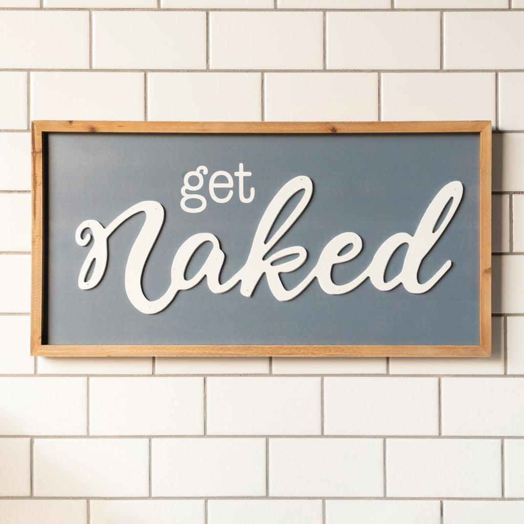 Wood sign" Naked" - Bombay Mercantile