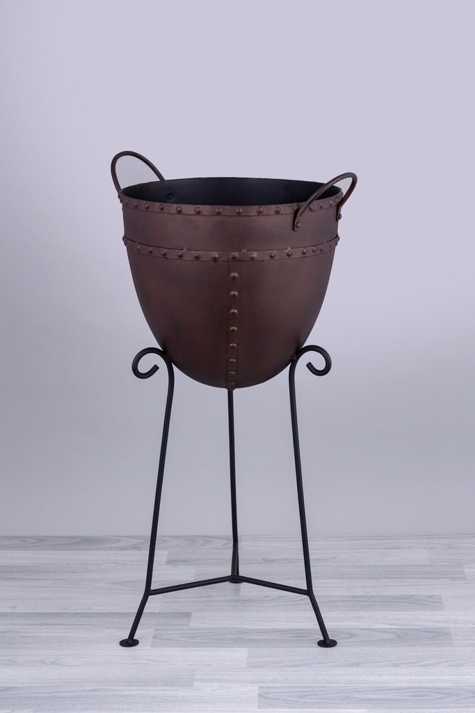 Iron planter with Stand - Bombay Mercantile