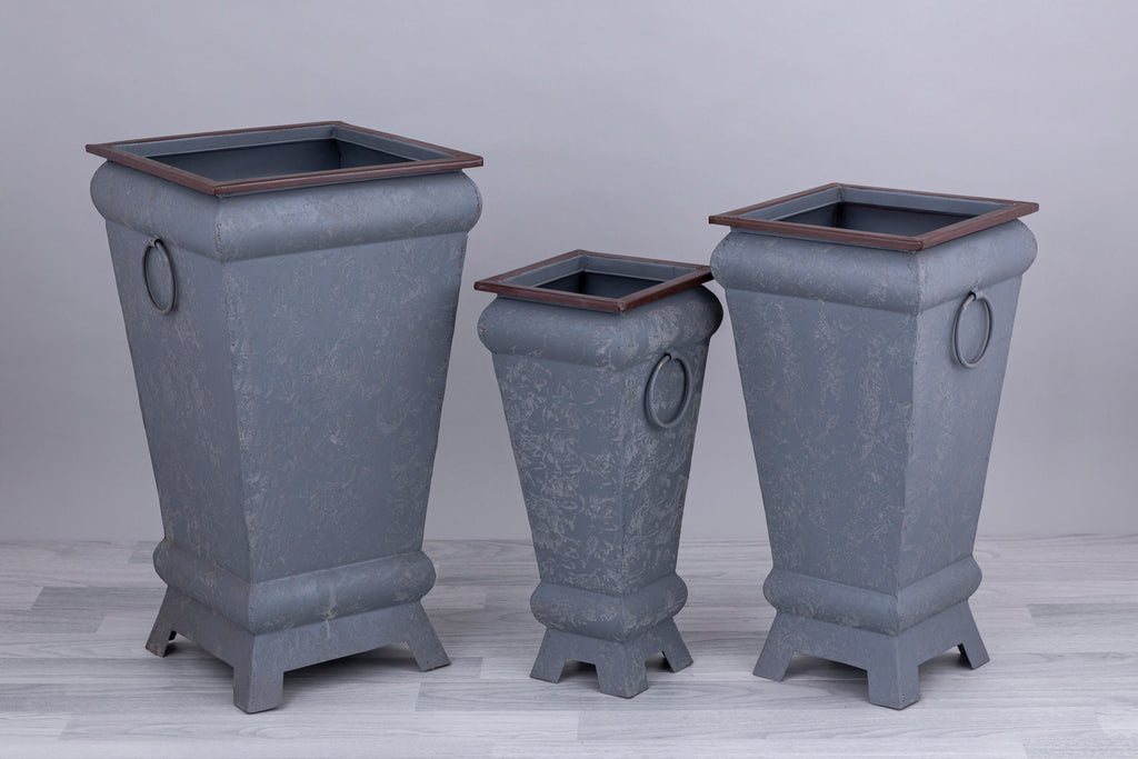 Set of 3 Iron long planters - Bombay Mercantile