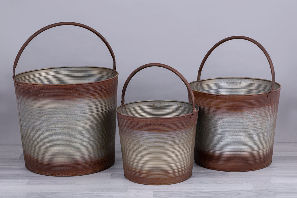 Set of 3 Planter with handle - Bombay Mercantile