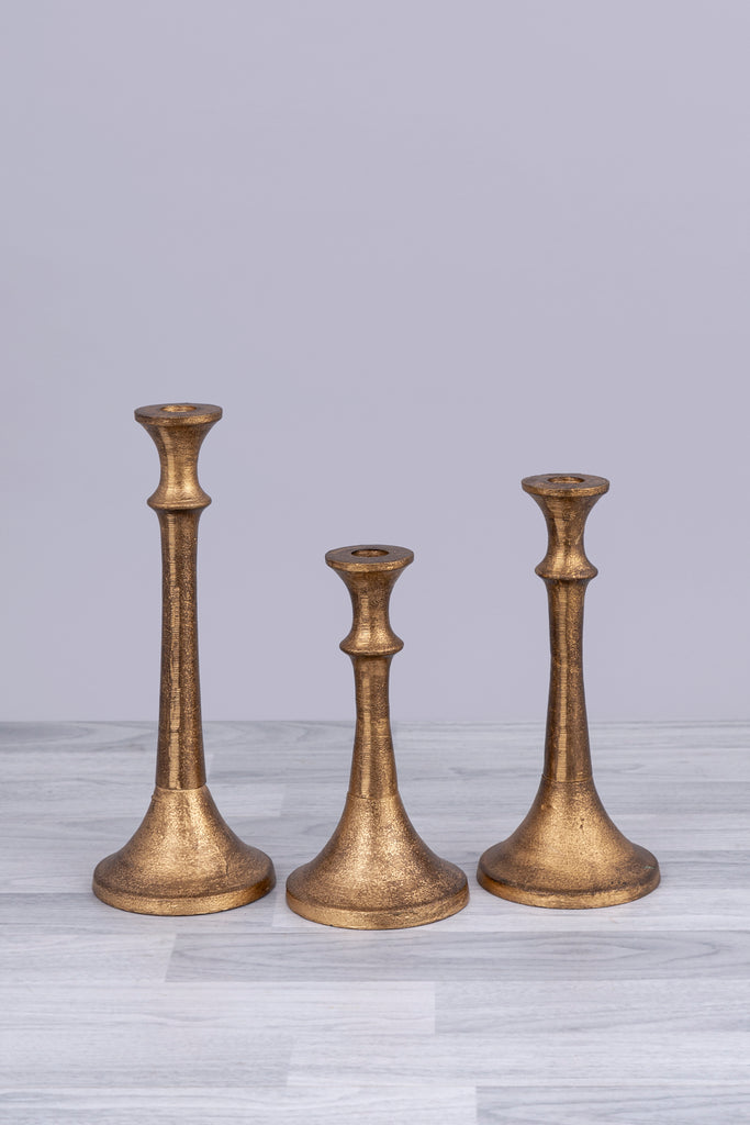 Set of 3 Aluminum candle holders - Bombay Mercantile