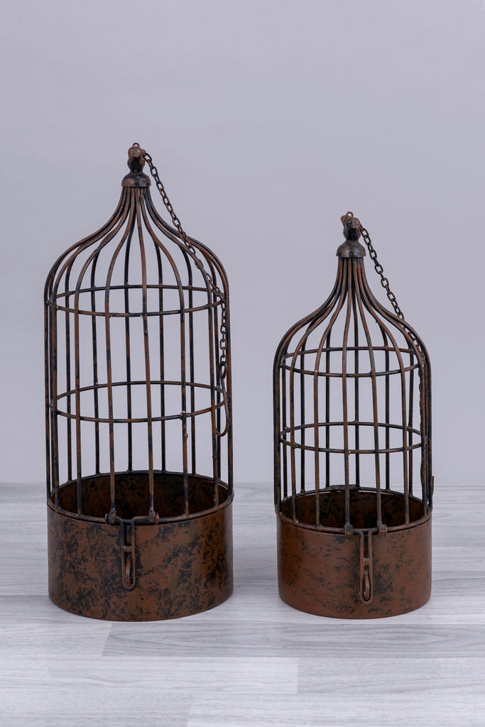 Iron and wood Tealight holder, Set of 2 - Bombay Mercantile
