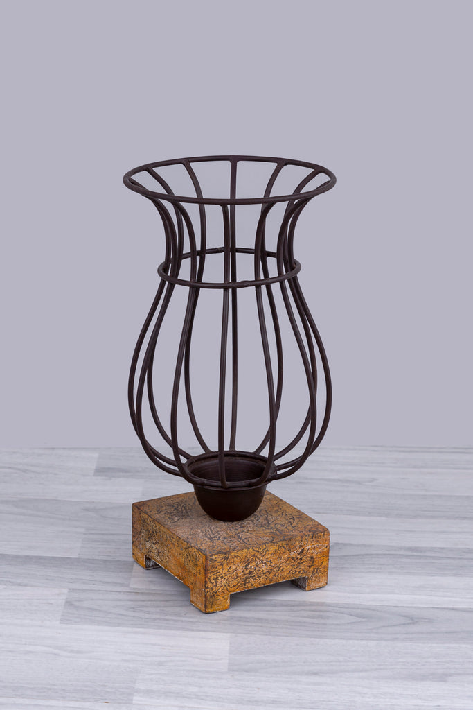 Iron, Wood & Glass Hurricane - Bombay Mercantile