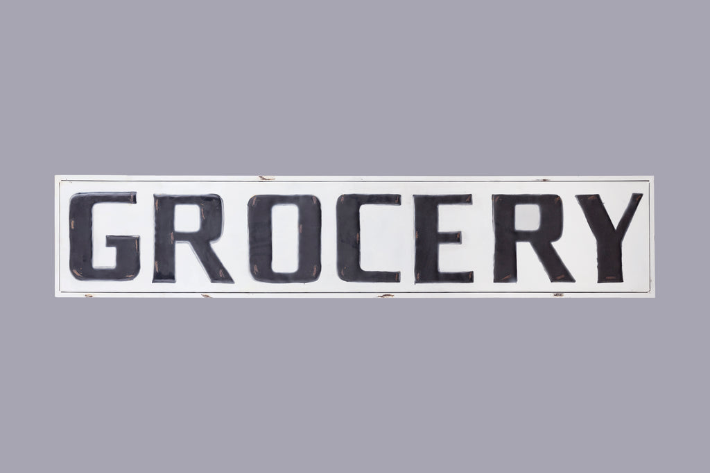 Embossed Metal GROCERY Sign Board - Bombay Mercantile